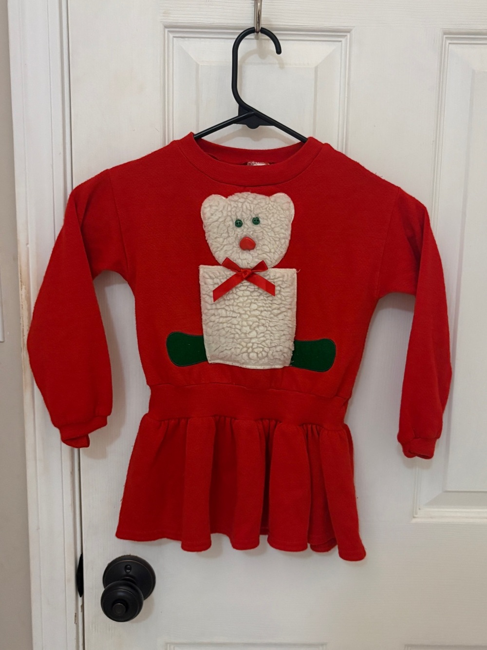 Ruth Scharf Vintage Girls Christmas Teddy Sweatshirt Dress